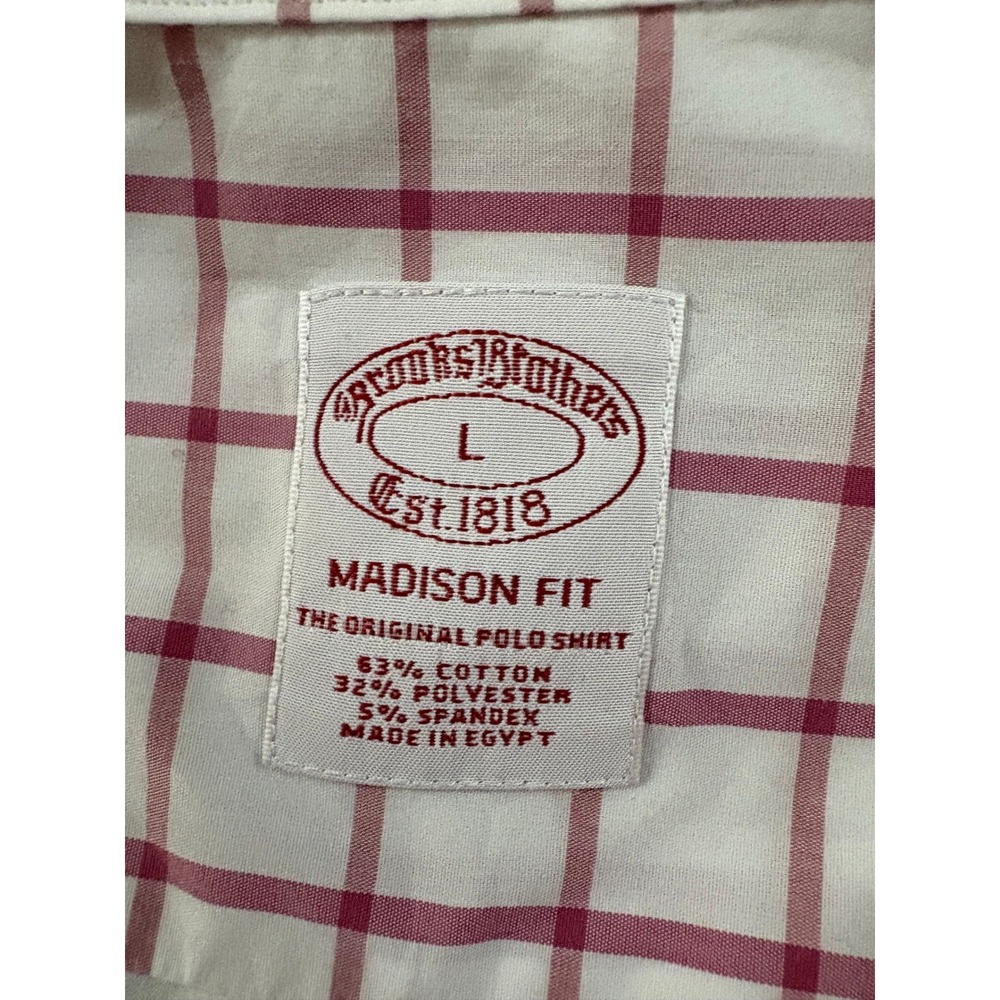 Brooks Brothers Madison Fit Mens Large Red White Windowpane Button Down Shirt - Picture 5 of 7